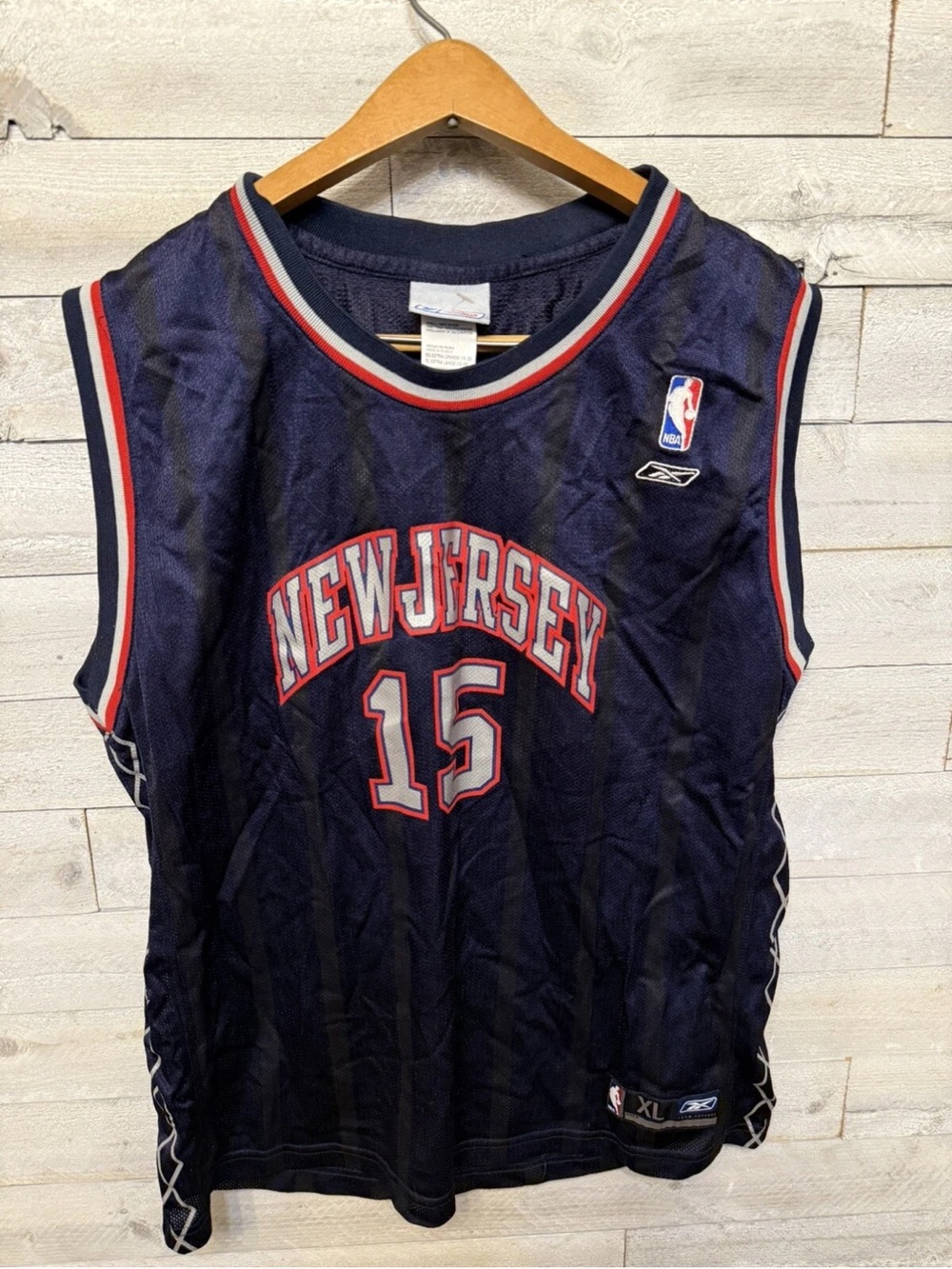 Reebok Navy Kids Basketball Jersey with Red & White Trim Carter 15